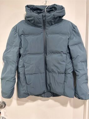 Seamless Water Proof Puffer Down Jacket with Hood Slate Blue